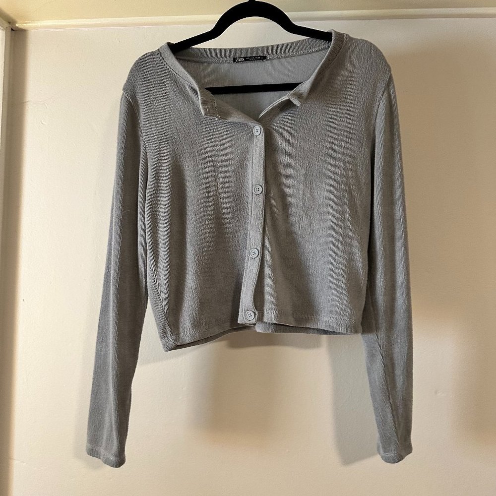 Zara Blue, Ribbed Cardigan Large NWOT